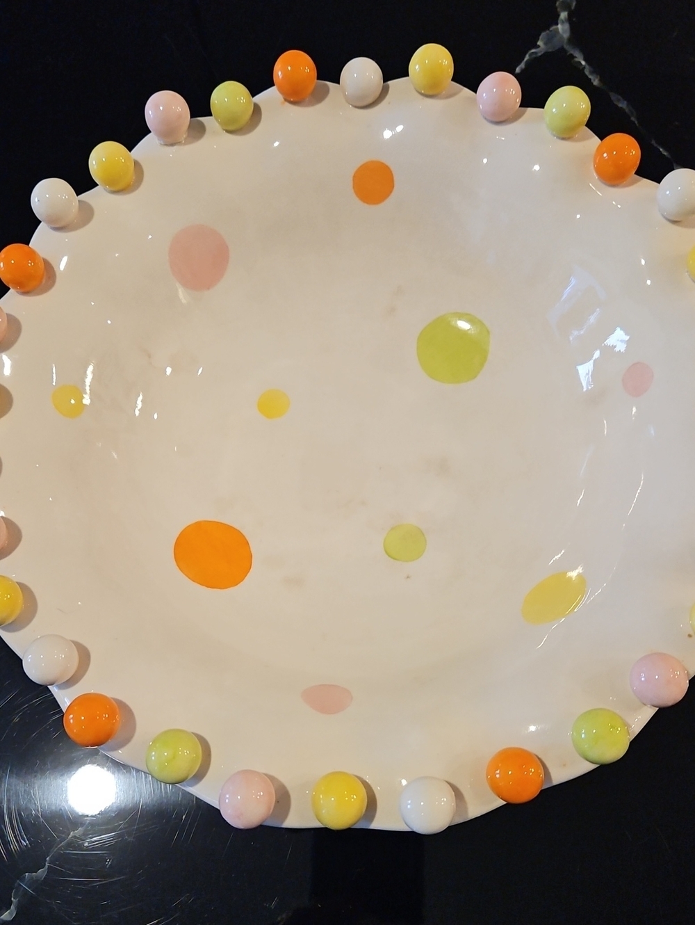 Colorful Polka Dot Ceramic Serving Bowl - Multicolor